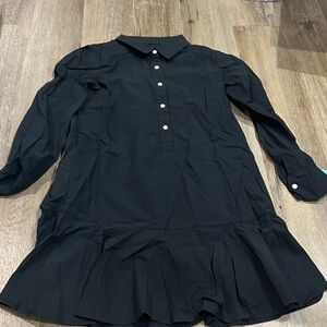 Black Long Sleeve Dress with Ruffle Hem